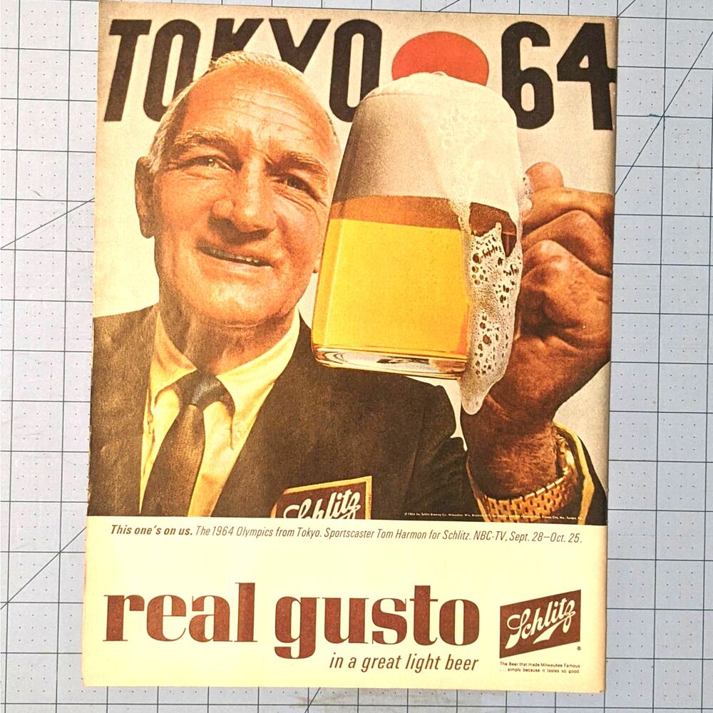 Vintage Print Ad 1964 Schlitz Beer Olympics